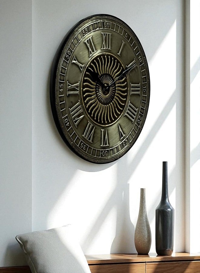 Vintage Clock Hand-Crafted Wood and German Silver (White Metal) Wall Clock for Living Room Home Office Decor with Inlay Art Work/VC-8005-W10 - Image 2